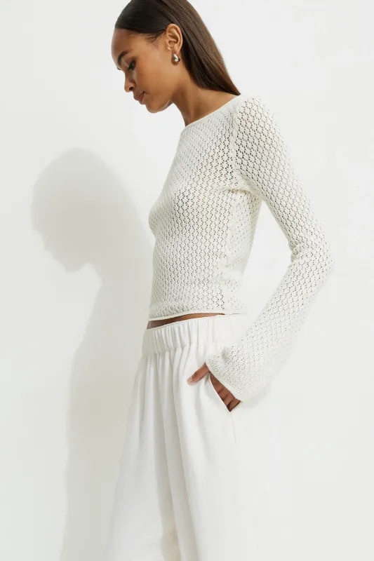 Carlina Crocheted Sweater sold by Dynamite