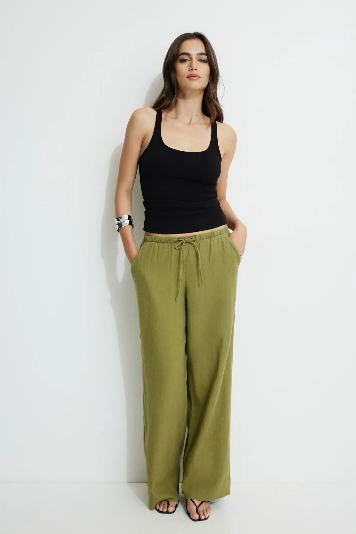 Leo Wide Leg Linen Pants sold by Dynamite