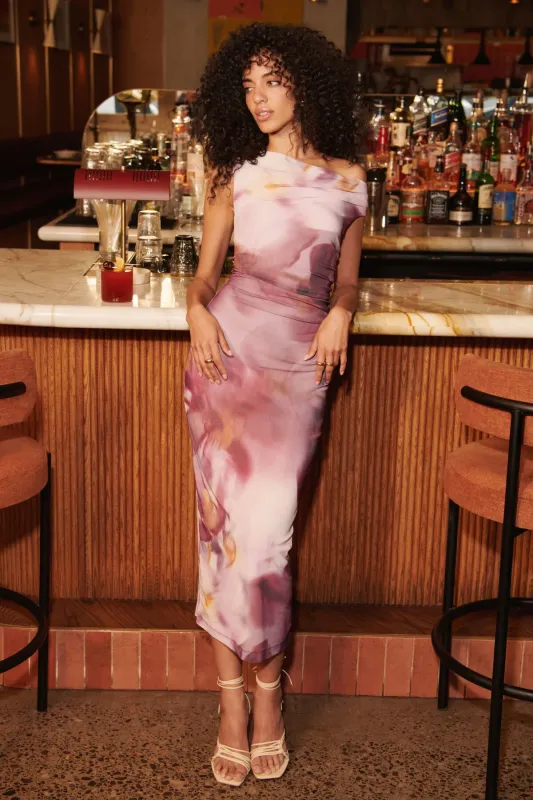 Off Shoulder Mesh Maxi Dress sold by Dynamite