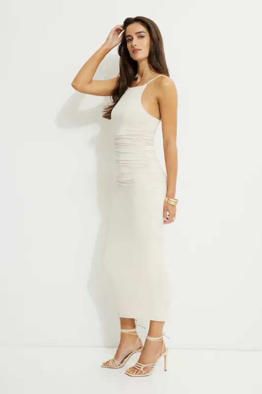 Ines Ruched Jersey Maxi Dress sold by Dynamite