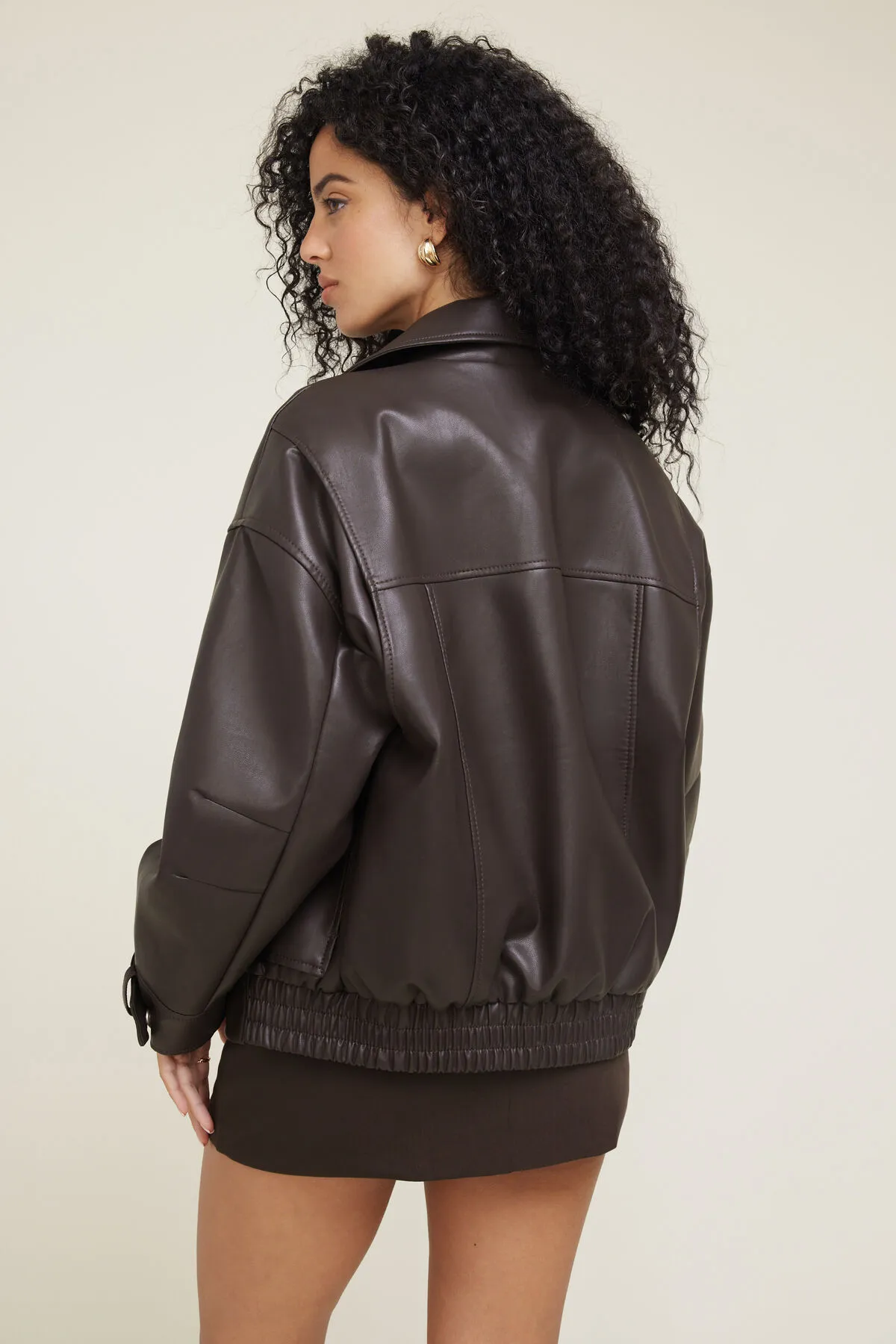 Oversized Faux Leather Aviator Jacket sold by Dynamite product image thumbnail 4