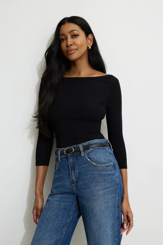 Ribbed Three Quarter Sleeve T Shirt sold by Dynamite