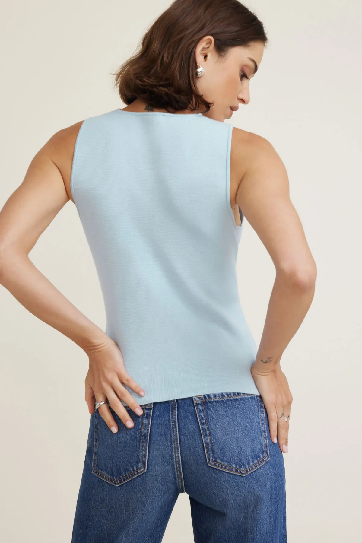 Vera Crewneck Button Up Sweater Vest sold by Dynamite product image thumbnail 4