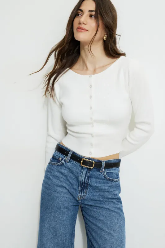 Ribbed Cinch Hem Cardigan sold by Dynamite