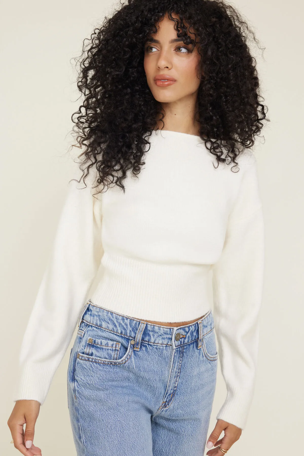 Juliet Cinched Boat Neck Sweater sold by Dynamite product image thumbnail 3