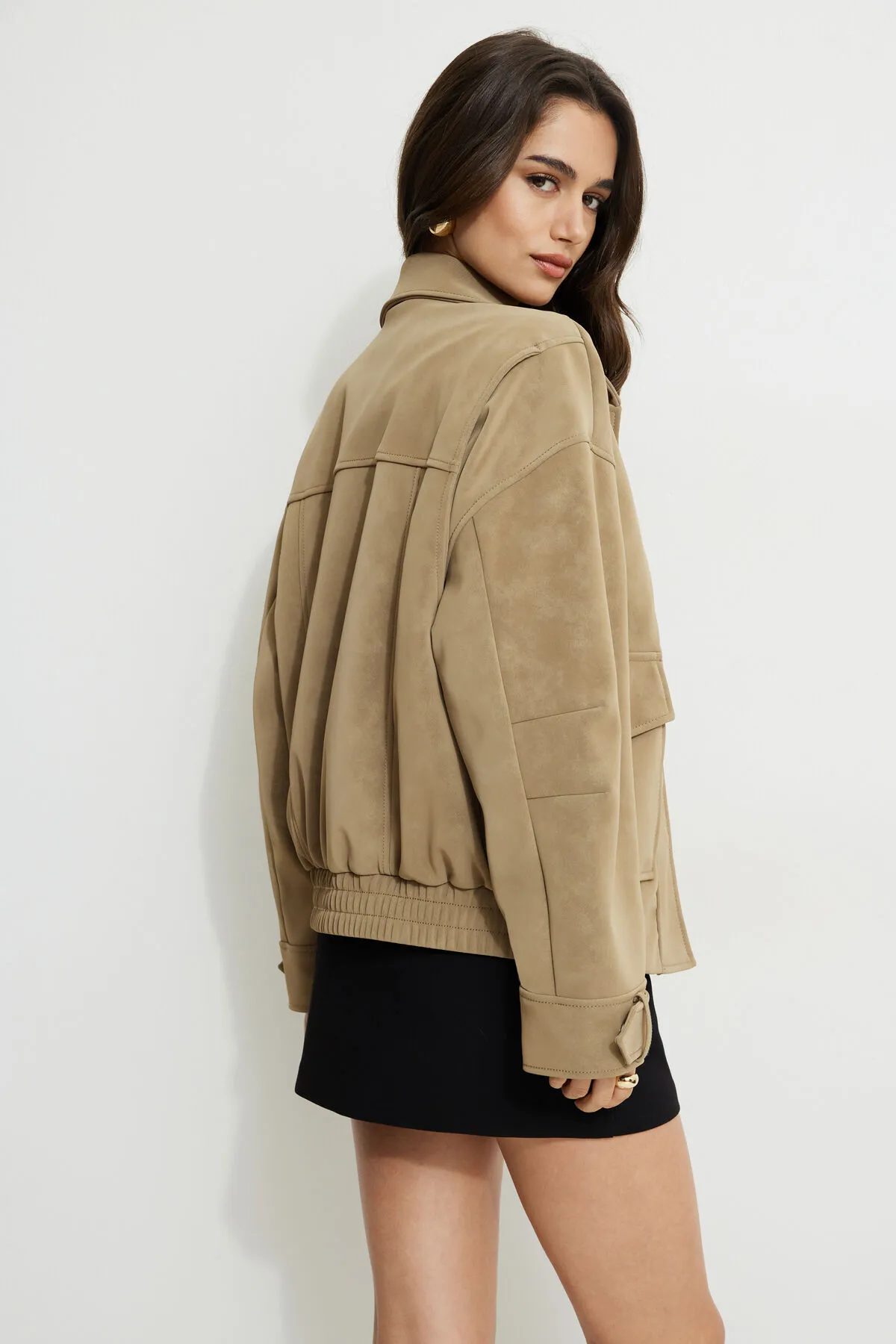 Oversized Faux Suede Aviator Jacket sold by Dynamite product image thumbnail 5