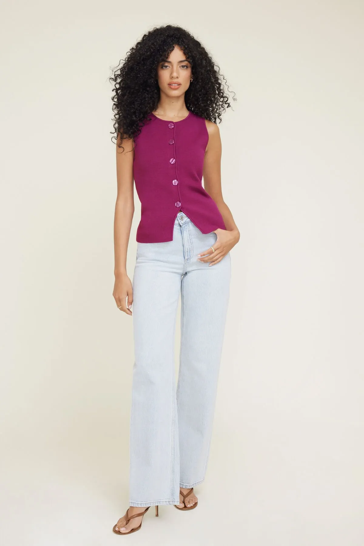 Vera Crewneck Button Up Sweater Vest sold by Dynamite product image thumbnail 2