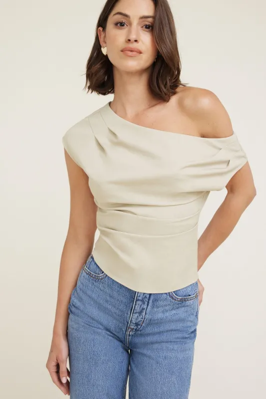 Draped Off Shoulder Top sold by Dynamite