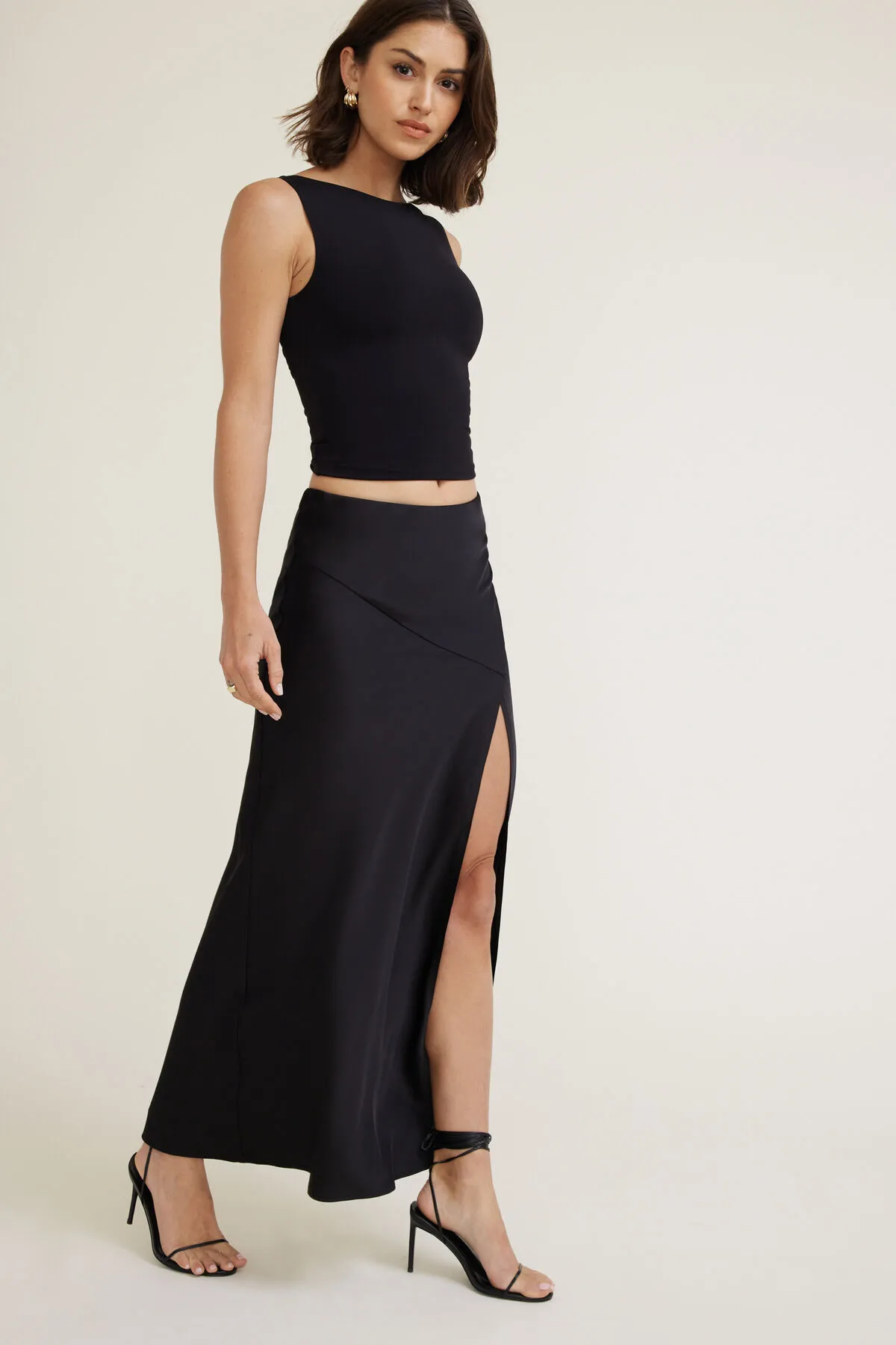 Slit Satin Maxi Skirt sold by Dynamite product image thumbnail 4