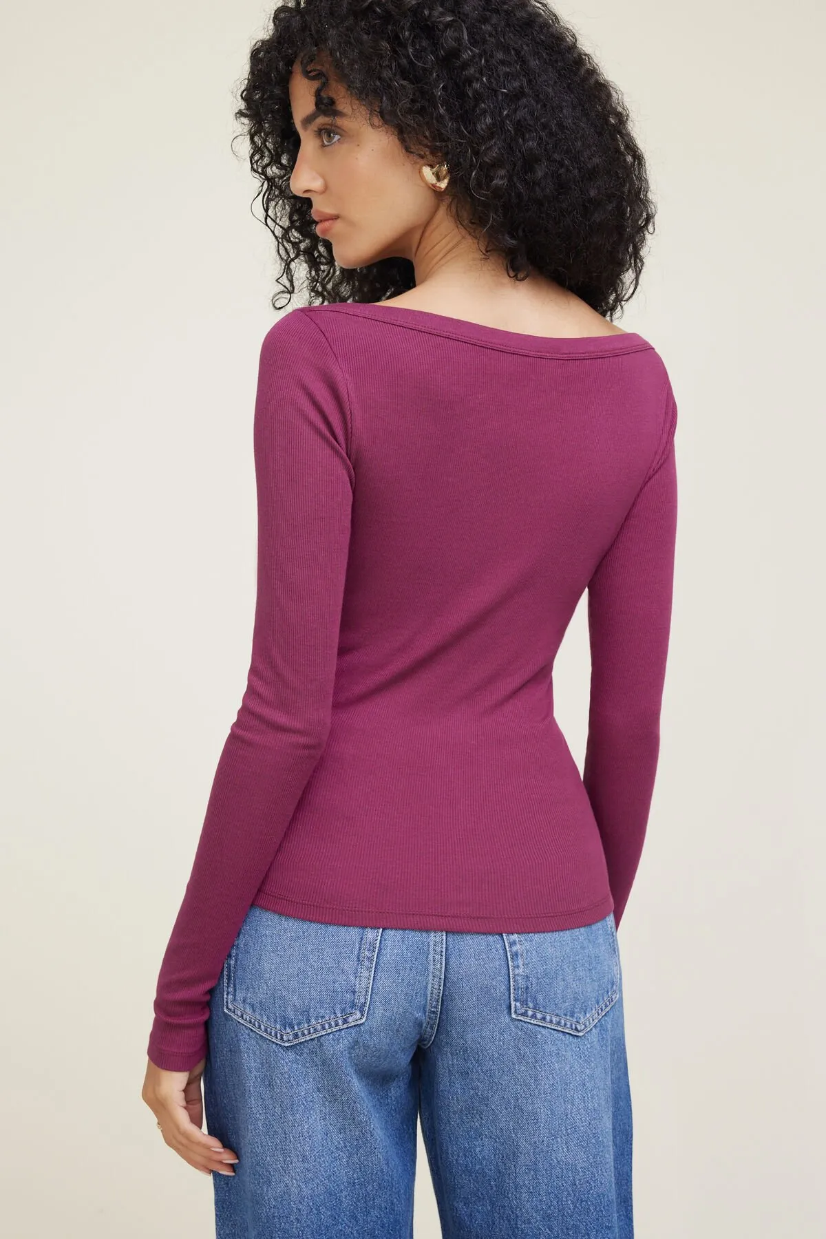 Nola Ribbed Long Sleeve T Shirt sold by Dynamite product image thumbnail 4