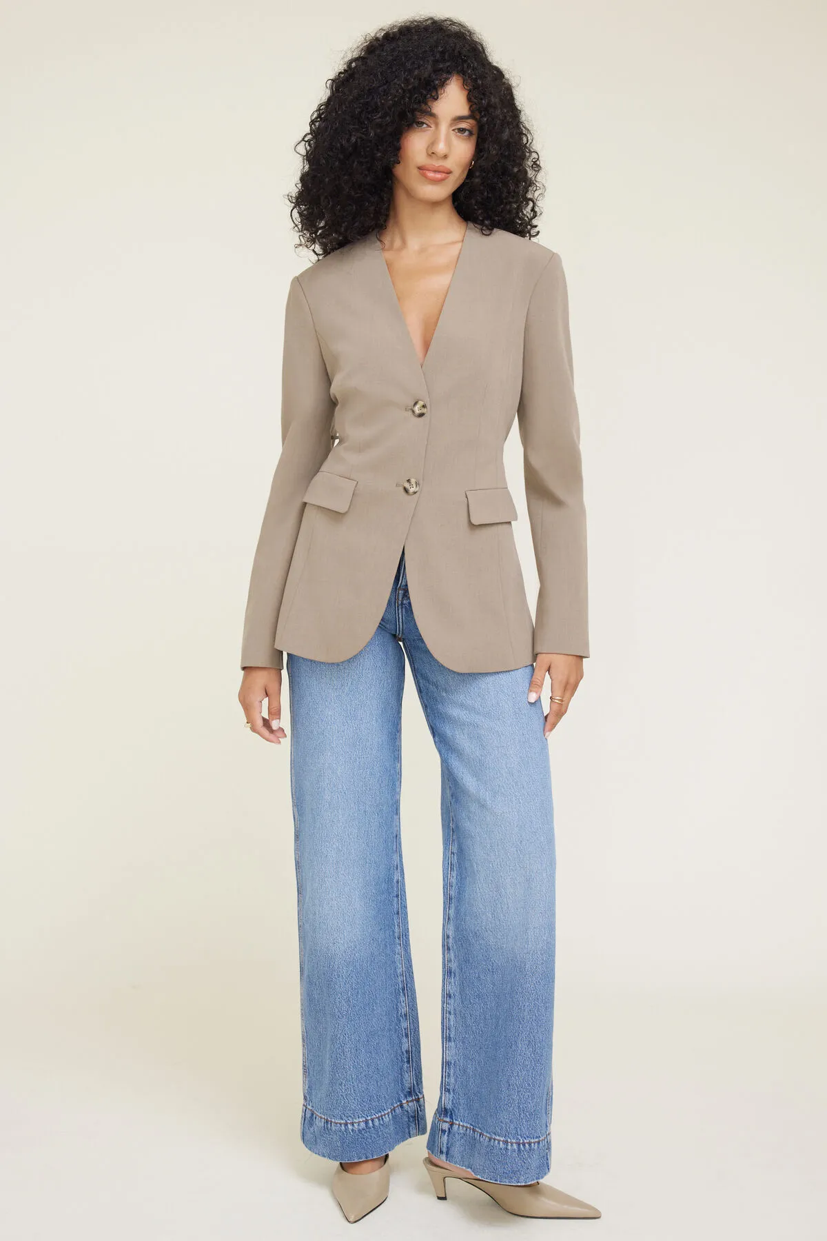 Tie Waist Collarless Blazer sold by Dynamite product image thumbnail 2