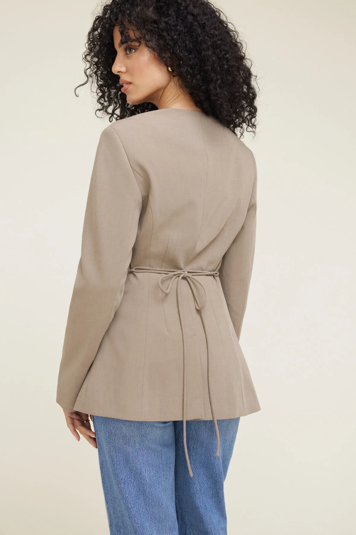 Tie Waist Collarless Blazer sold by Dynamite product image thumbnail 4