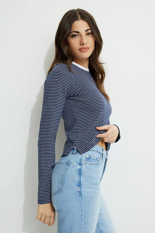 Striped Long Sleeve T Shirt sold by Dynamite
