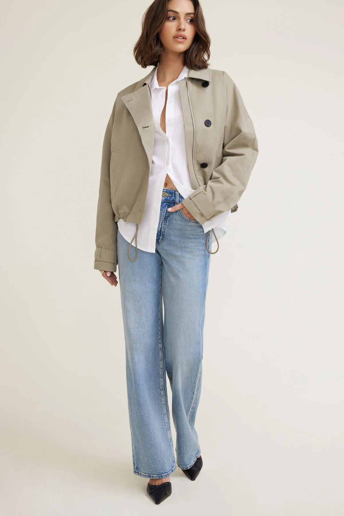 Asymmetric Short Trench Coat sold by Dynamite product image thumbnail 2