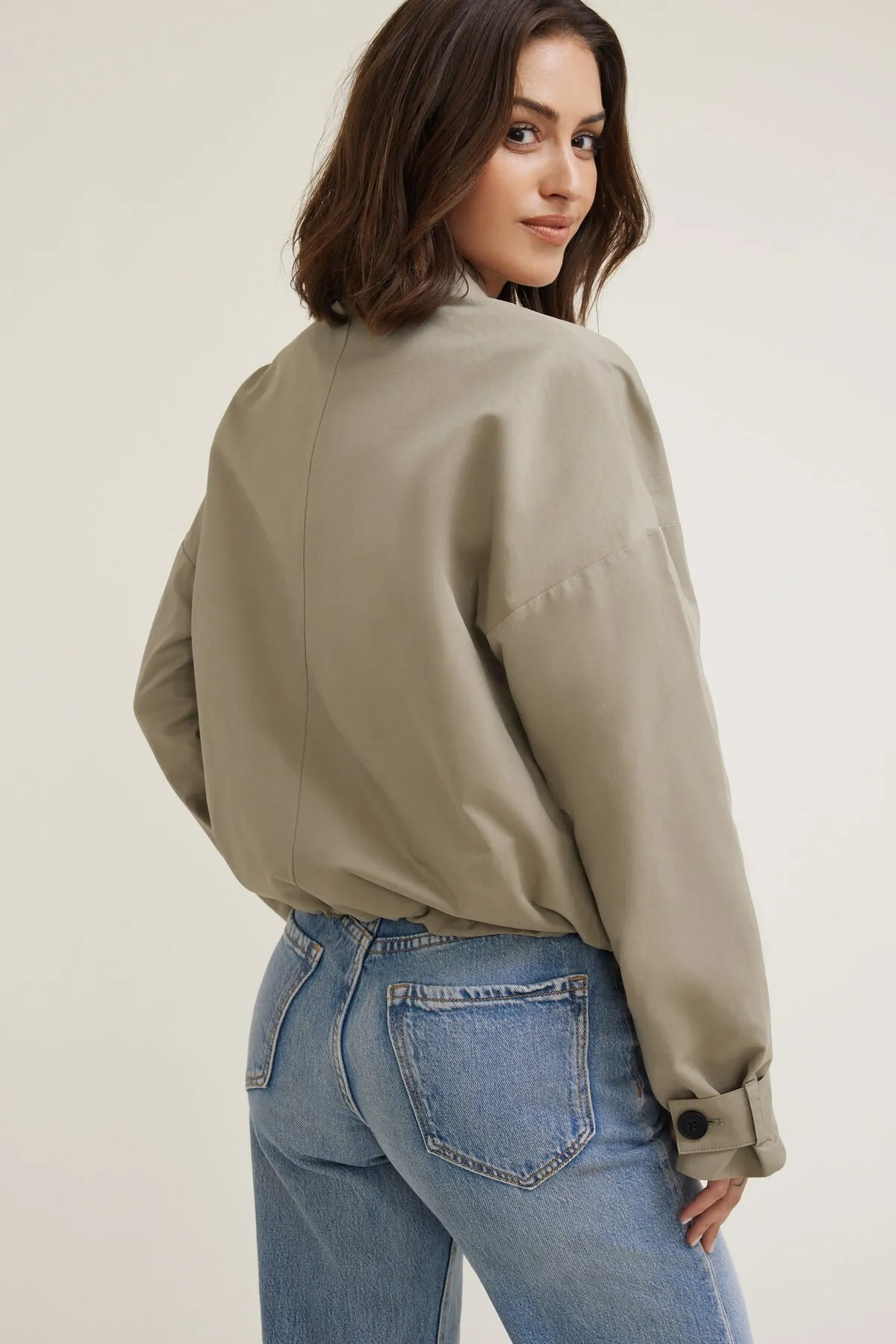 Asymmetric Short Trench Coat sold by Dynamite product image thumbnail 4