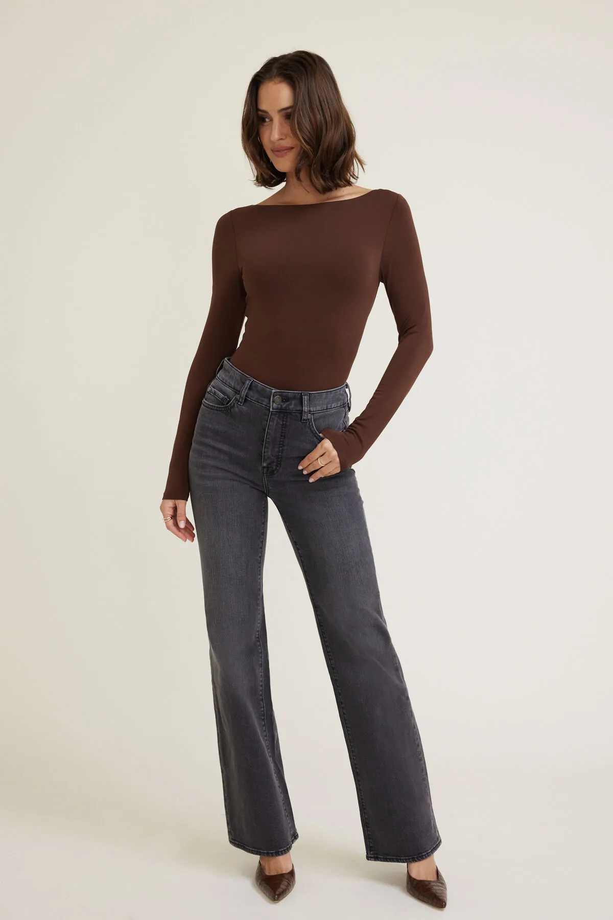 Elodie Stretch High Rise Bootcut Jeans sold by Dynamite