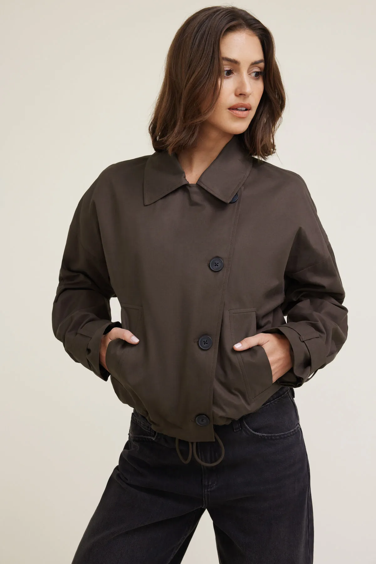 Asymmetric Short Trench Coat sold by Dynamite product image thumbnail 5