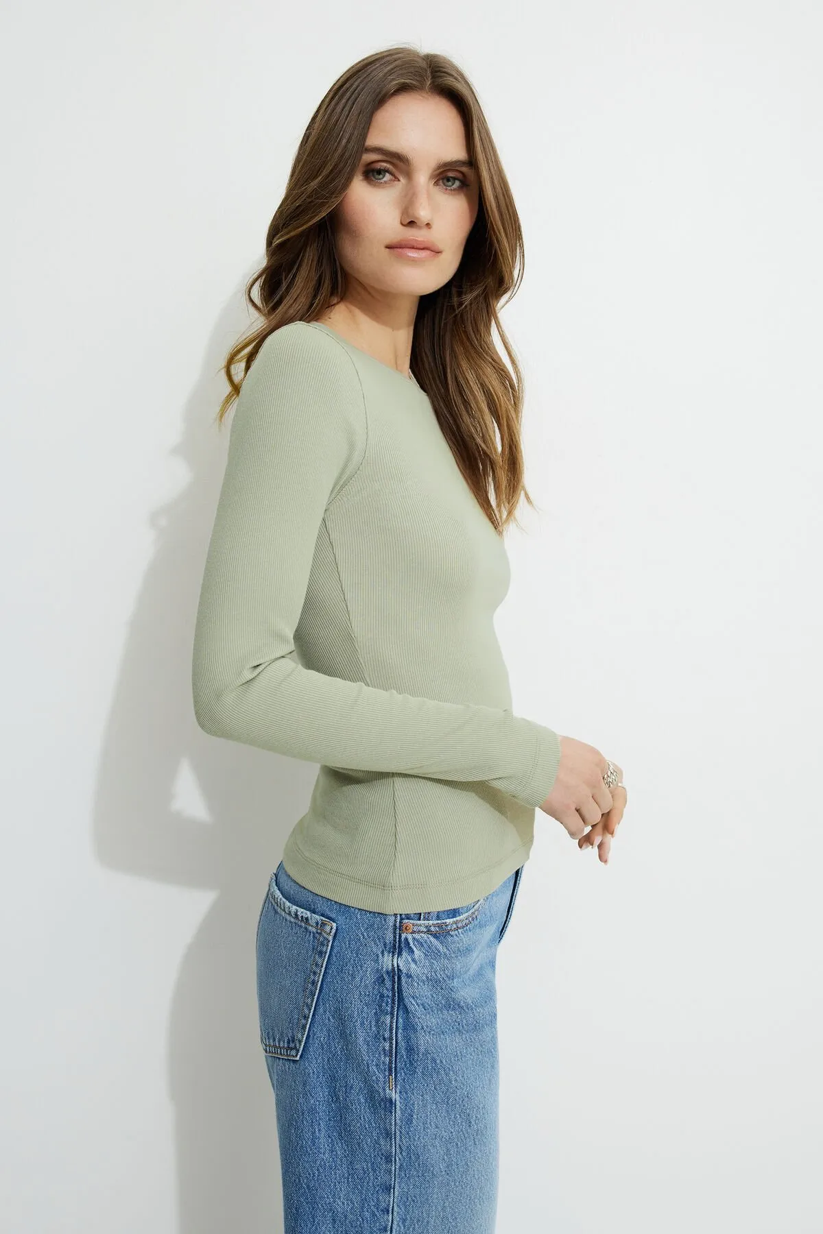 Tedi Ribbed Long Sleeve T Shirt sold by Dynamite product image thumbnail 3