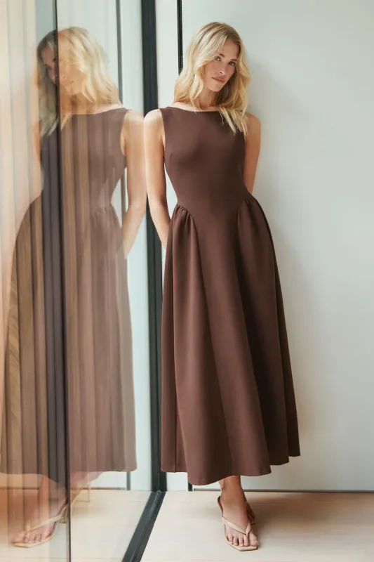 Iris Flared Ponte Maxi Dress sold by Dynamite