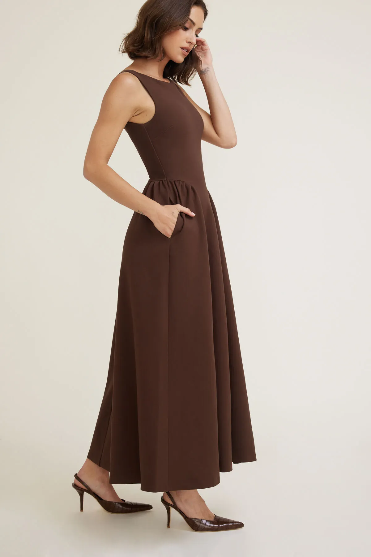 Iris Flared Ponte Maxi Dress sold by Dynamite product image thumbnail 5