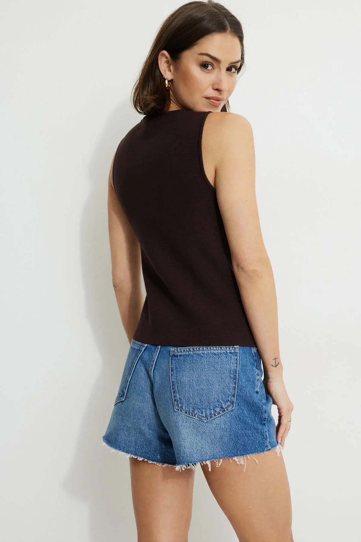 Vera Crewneck Button Up Sweater Vest sold by Dynamite product image thumbnail 4