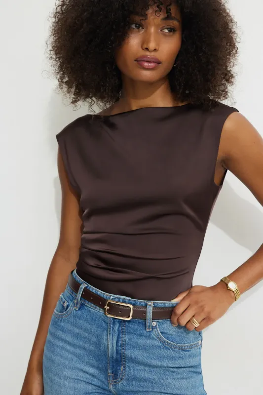 Rounded Rectangle Slim Faux Leather Belt sold by Dynamite