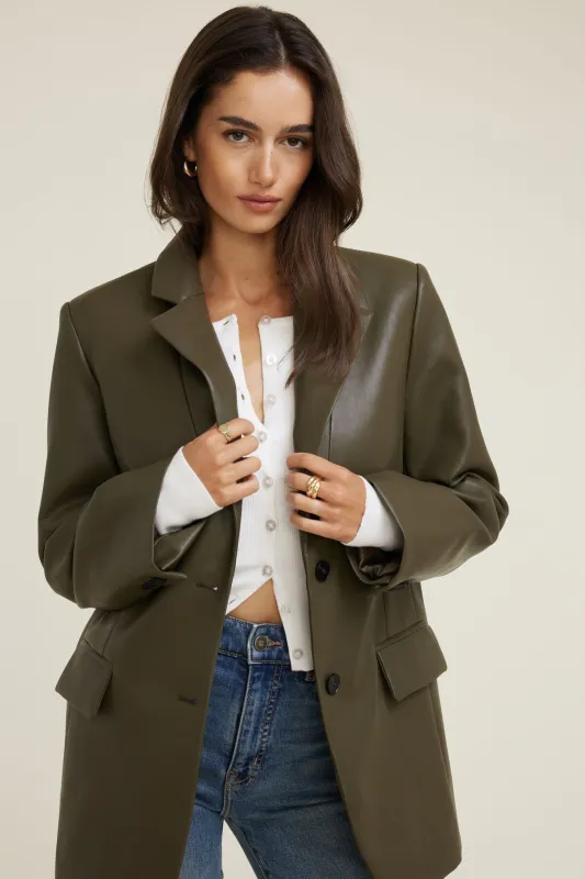 Oversized Faux Leather Blazer sold by Dynamite