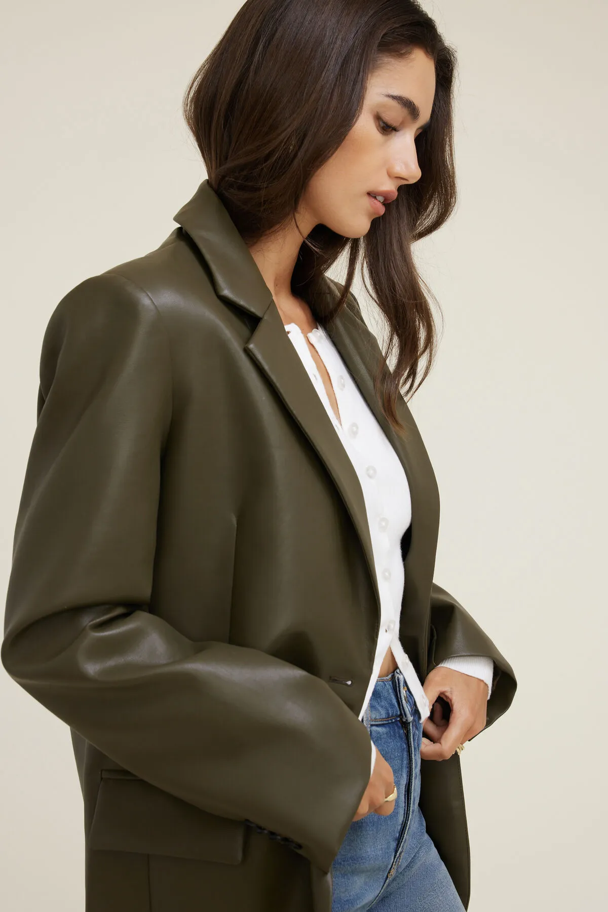 Oversized Faux Leather Blazer sold by Dynamite product image thumbnail 3