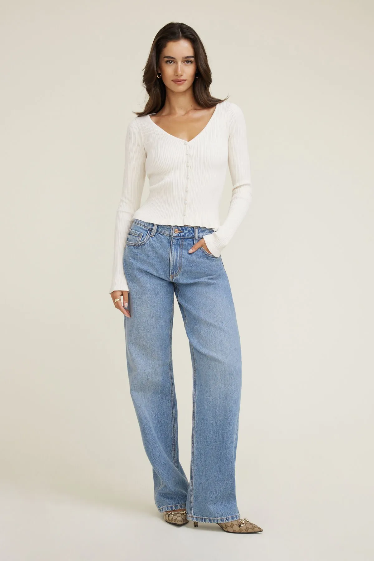 Sally Ribbed Frill Cardigan sold by Dynamite product image thumbnail 2