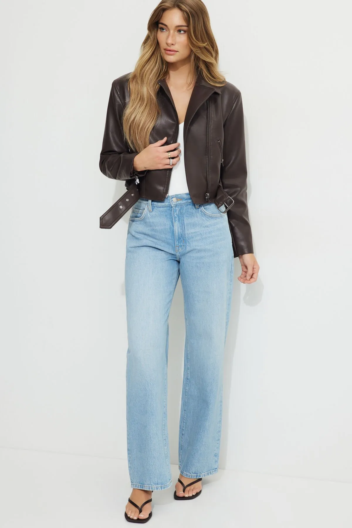 Belted Faux Leather Moto Jacket sold by Dynamite product image thumbnail 2