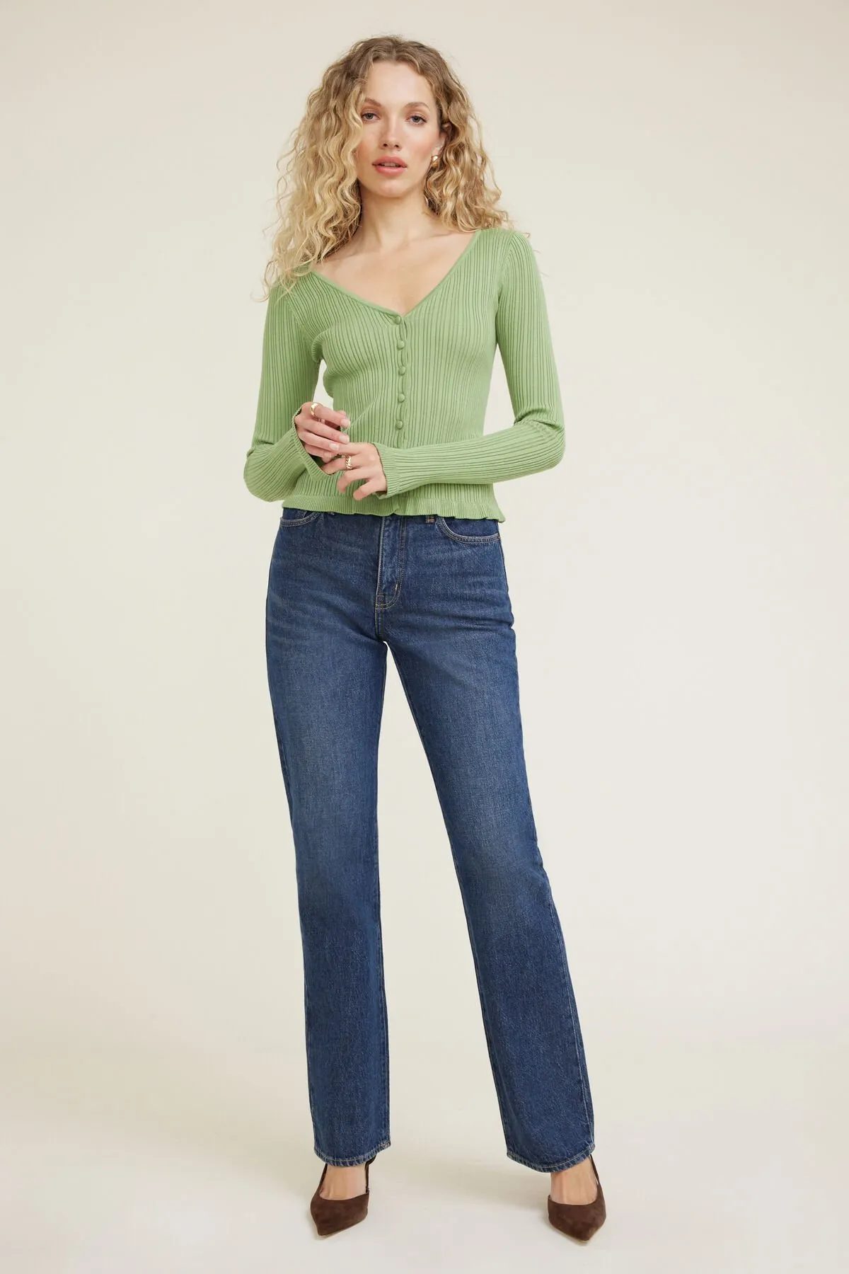 Sally Ribbed Frill Cardigan sold by Dynamite product image thumbnail 2