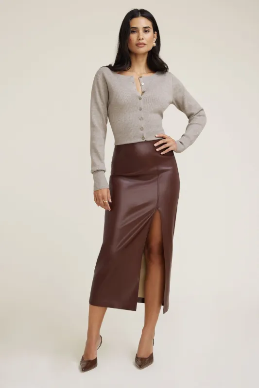 Marlow Faux Leather Midi Skirt sold by Dynamite
