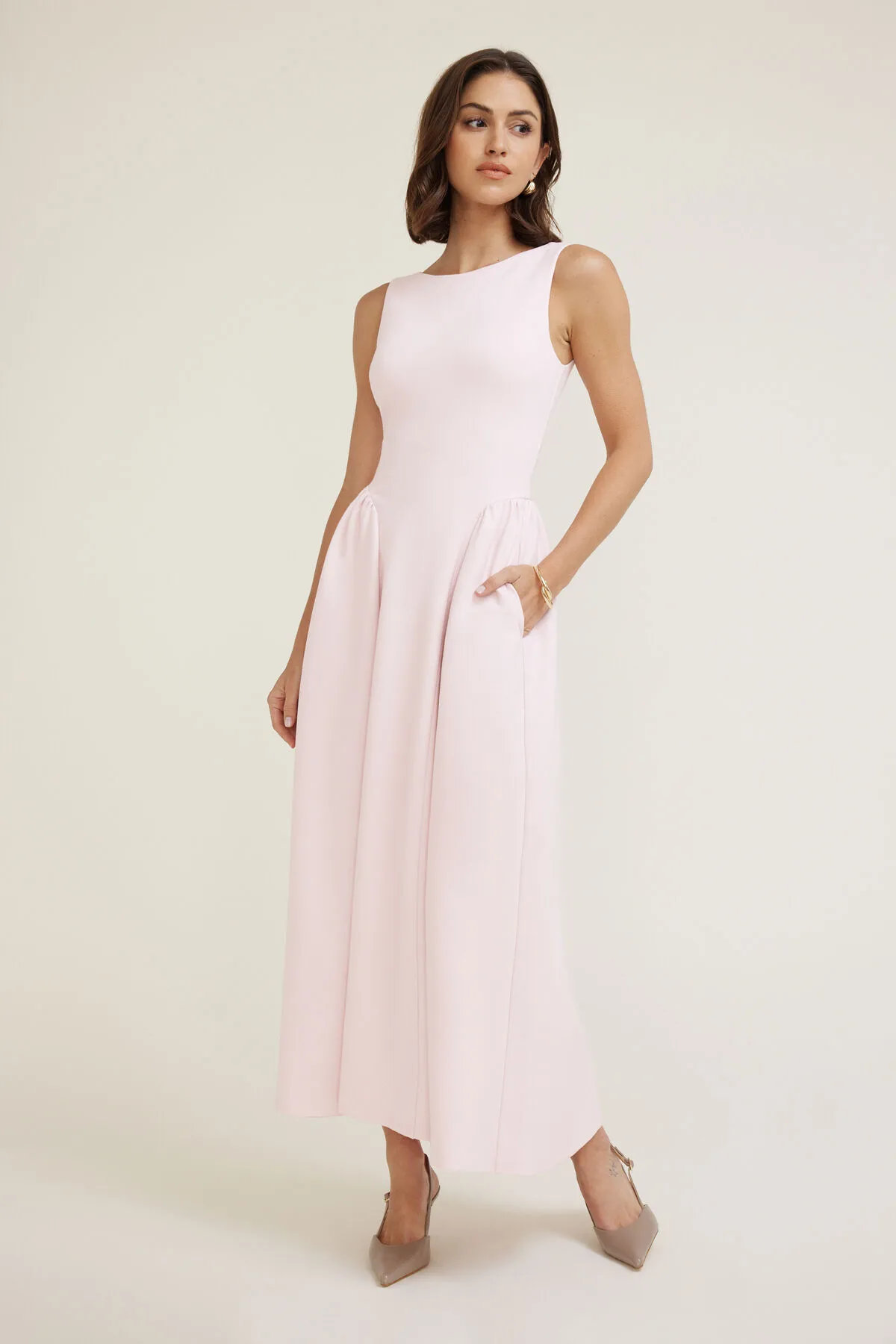Iris Flared Ponte Maxi Dress sold by Dynamite product image thumbnail 3