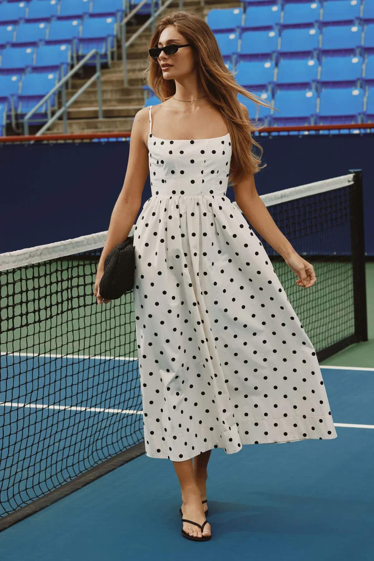 Polka Dot Bustier Poplin Maxi Dress sold by Dynamite