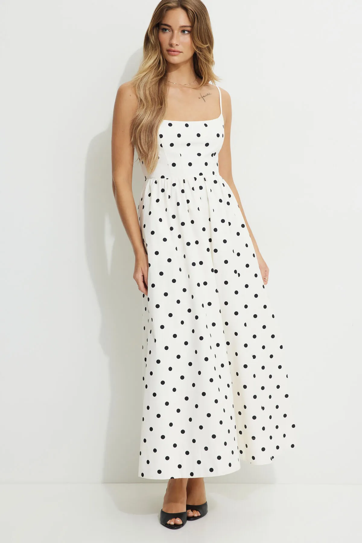 Polka Dot Bustier Poplin Maxi Dress sold by Dynamite product image thumbnail 4