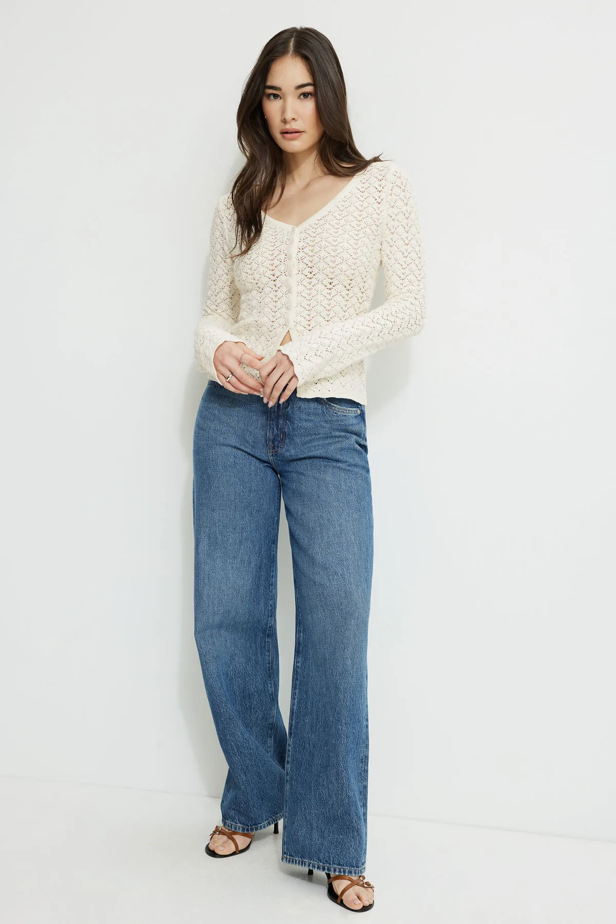 Crocheted V Neck Cardigan sold by Dynamite product image thumbnail 2