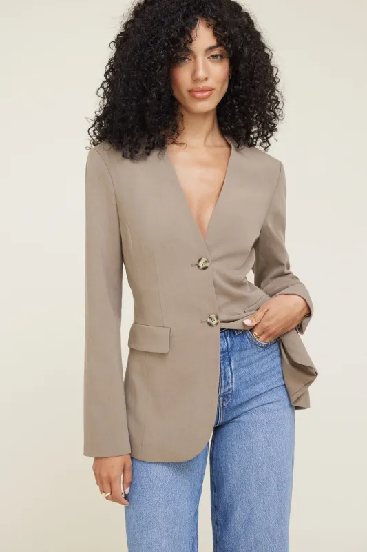 Cinched Collarless Blazer sold by Dynamite