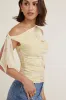 Single Shoulder Tie Mesh Top sold by Dynamite