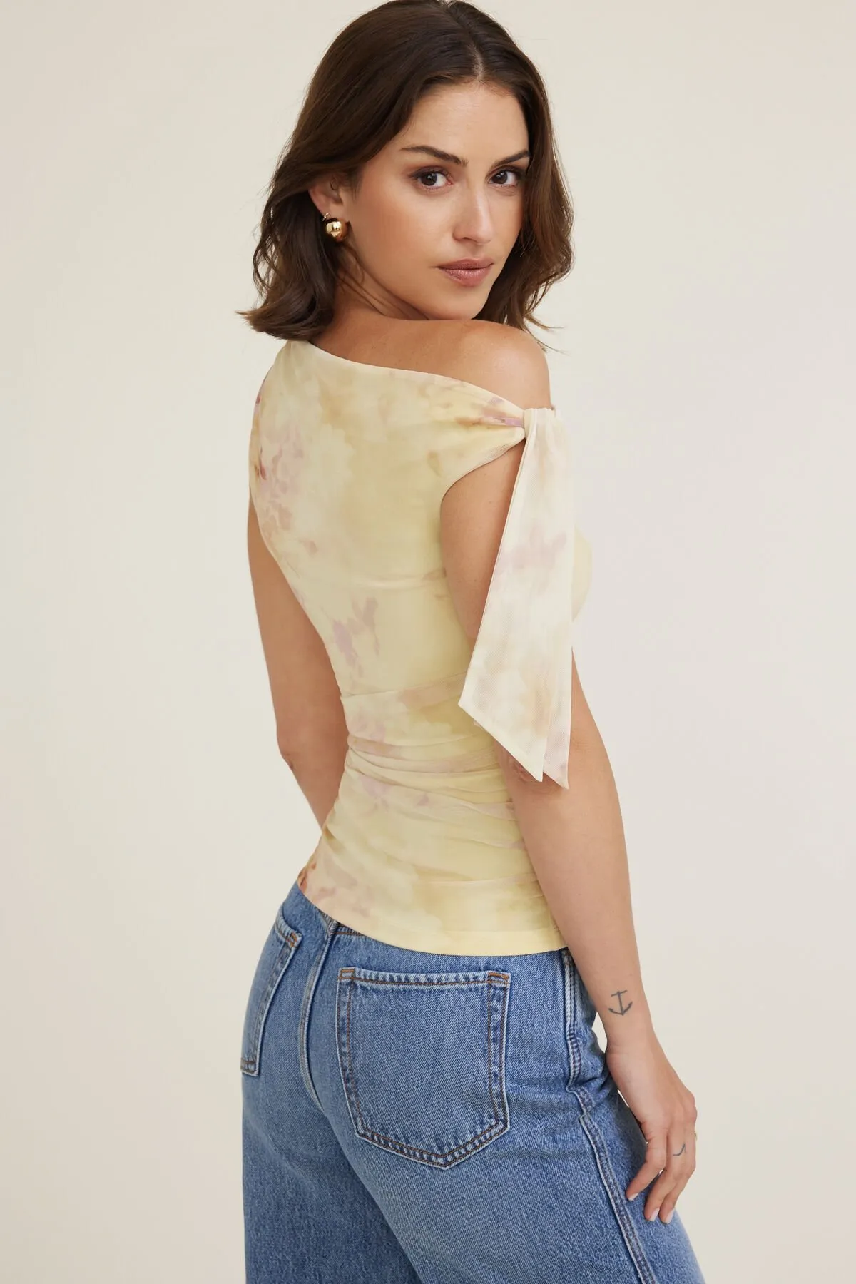 Single Shoulder Tie Mesh Top sold by Dynamite product image thumbnail 4