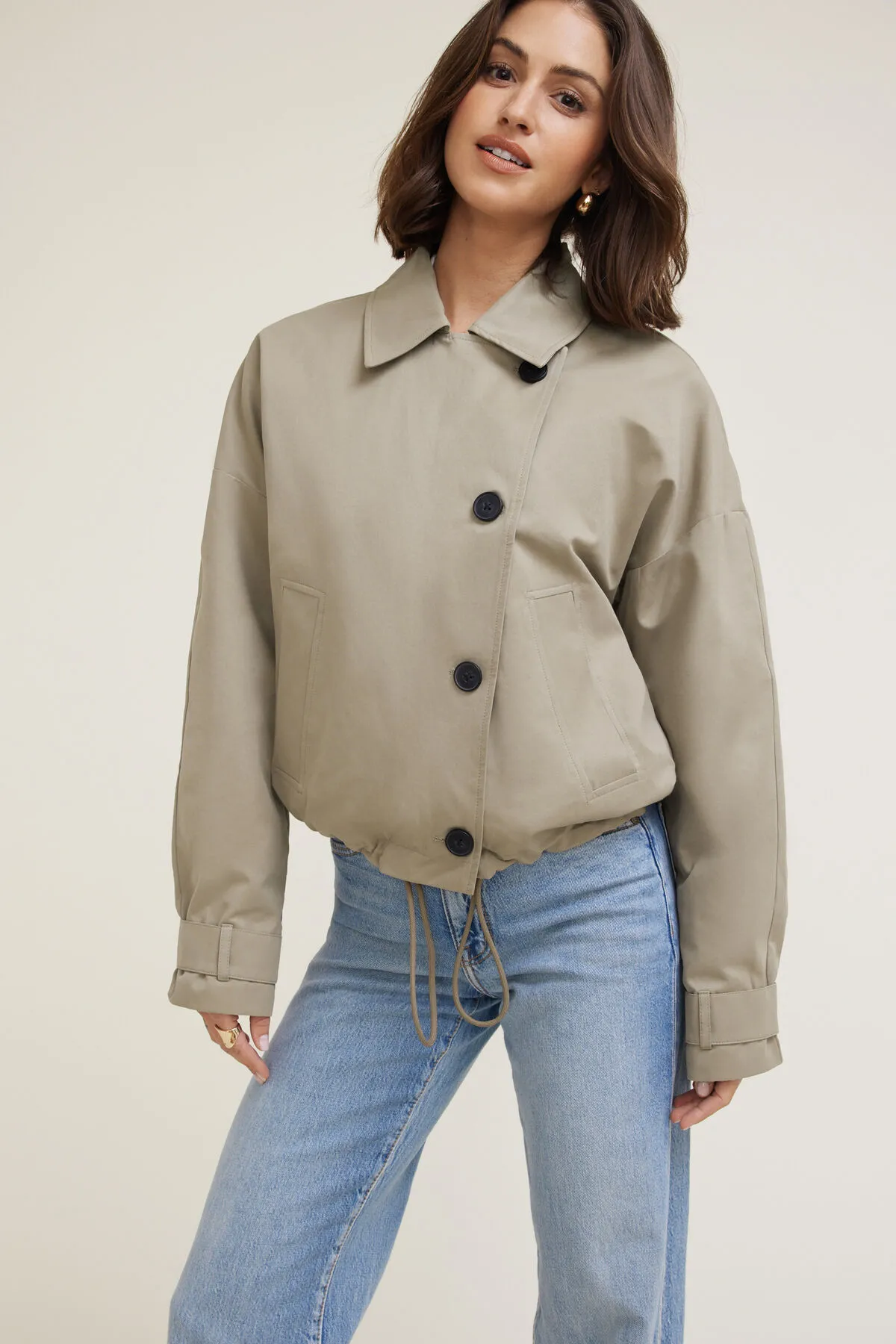 Asymmetric Short Trench Coat sold by Dynamite product image thumbnail 5
