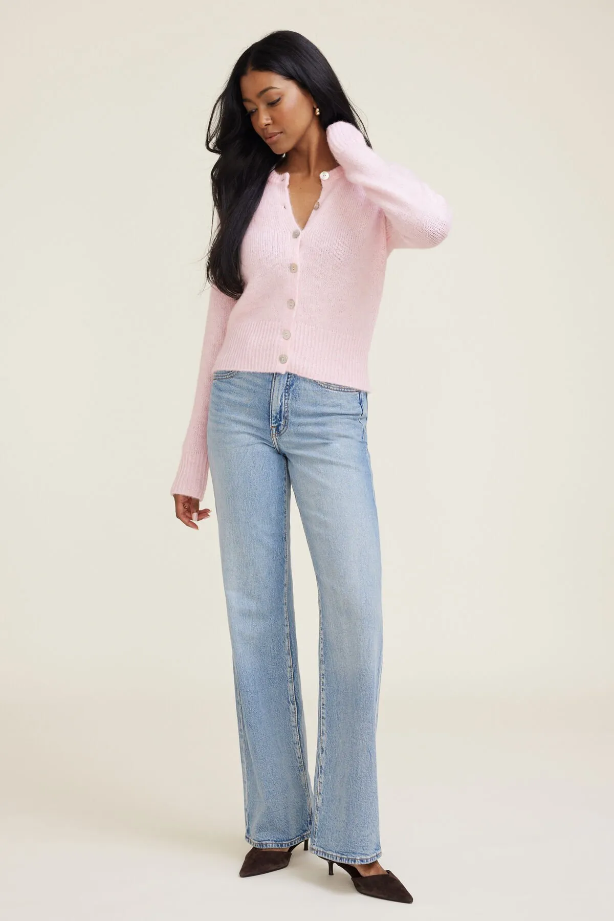 Amanda Hairy Crewneck Cardigan sold by Dynamite product image thumbnail 2