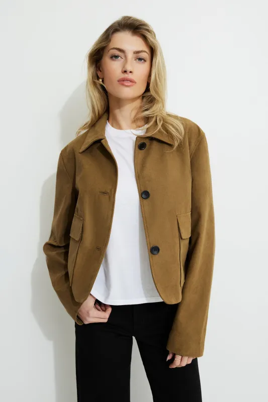 Cropped Faux Suede Jacket sold by Dynamite