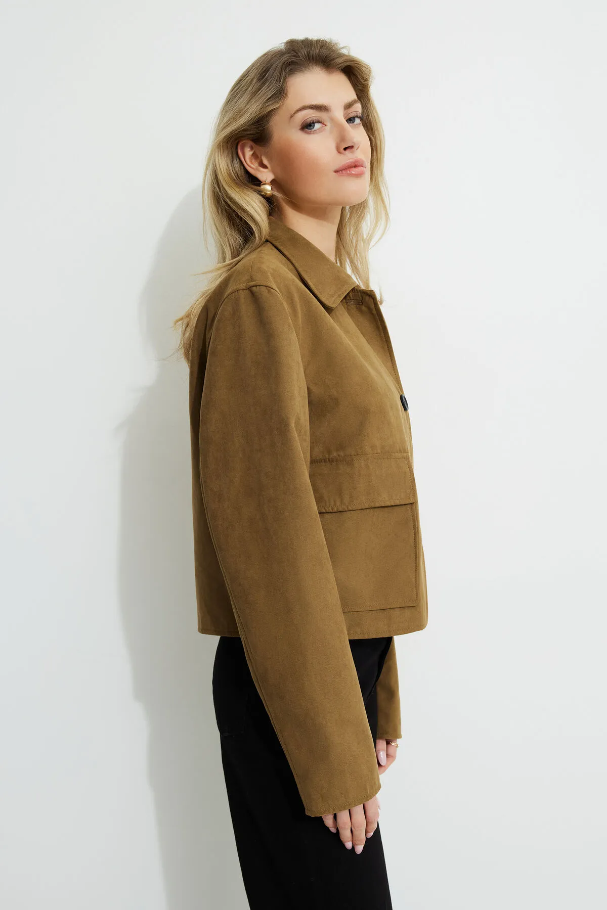 Cropped Faux Suede Jacket sold by Dynamite product image thumbnail 3