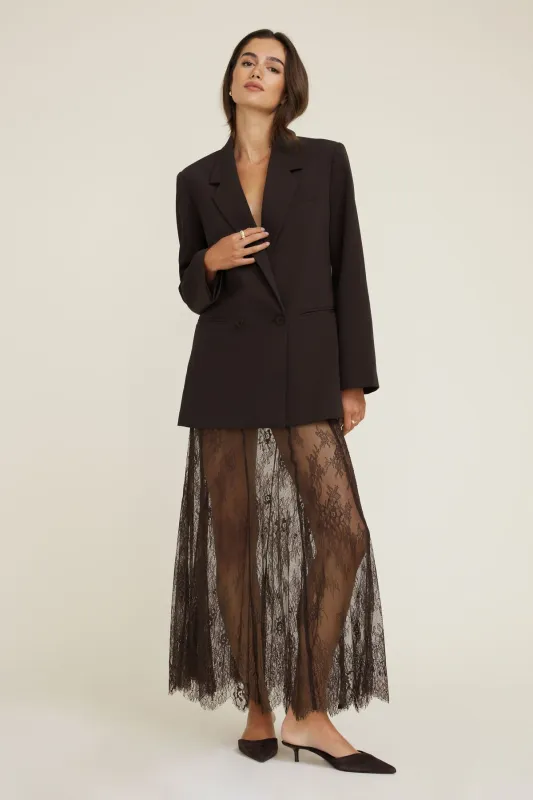 Sheer Lace Maxi Skirt sold by Dynamite