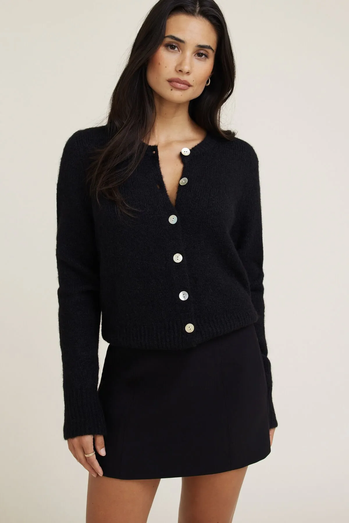 Amanda Hairy Crewneck Cardigan sold by Dynamite