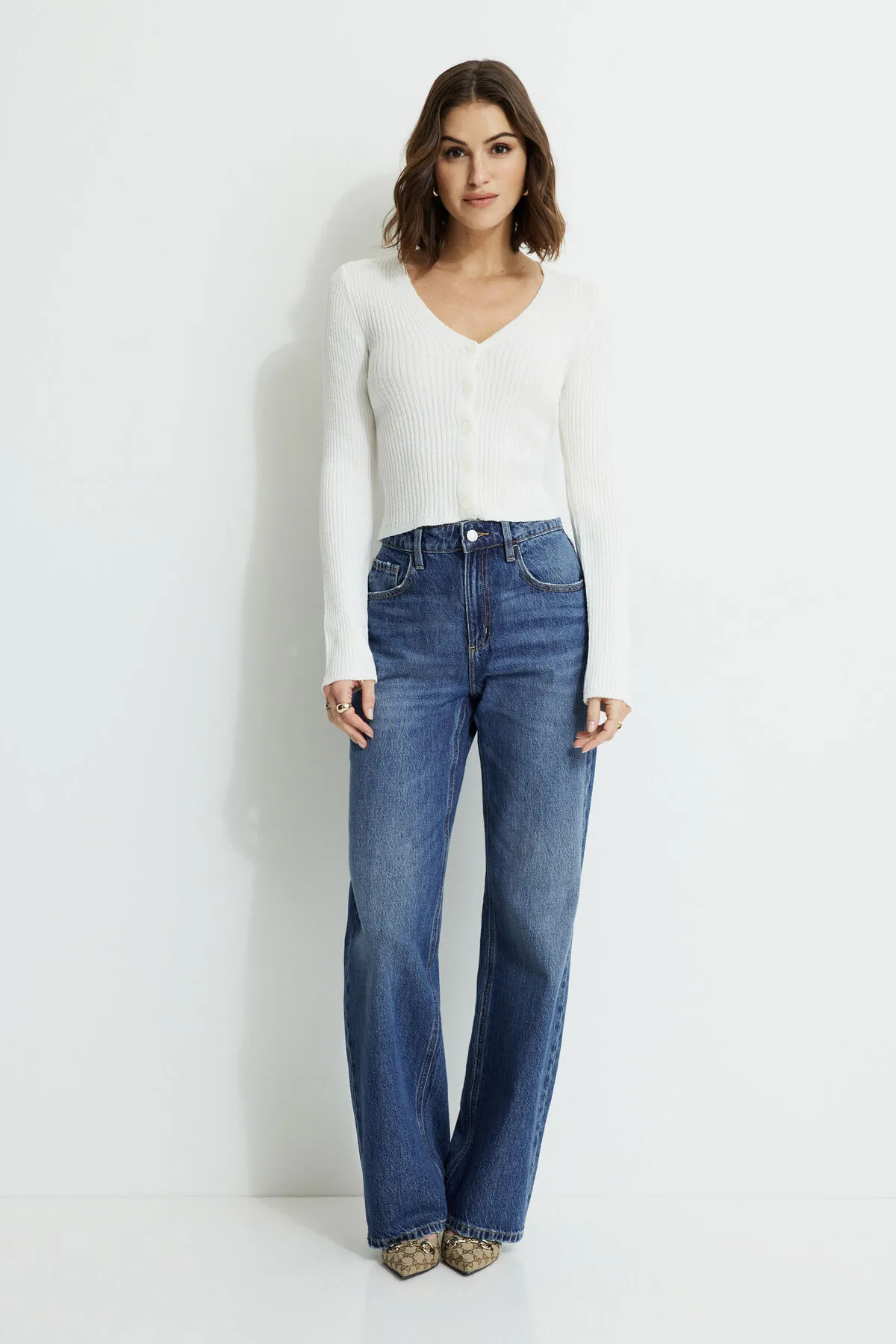 Mila Ribbed V Neck Cardigan sold by Dynamite product image thumbnail 2