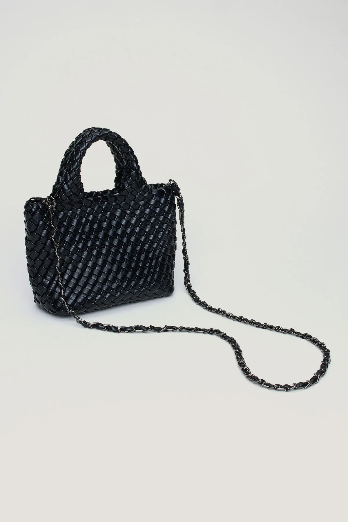 Mini Woven Faux Leather Tote sold by Dynamite product image thumbnail 4