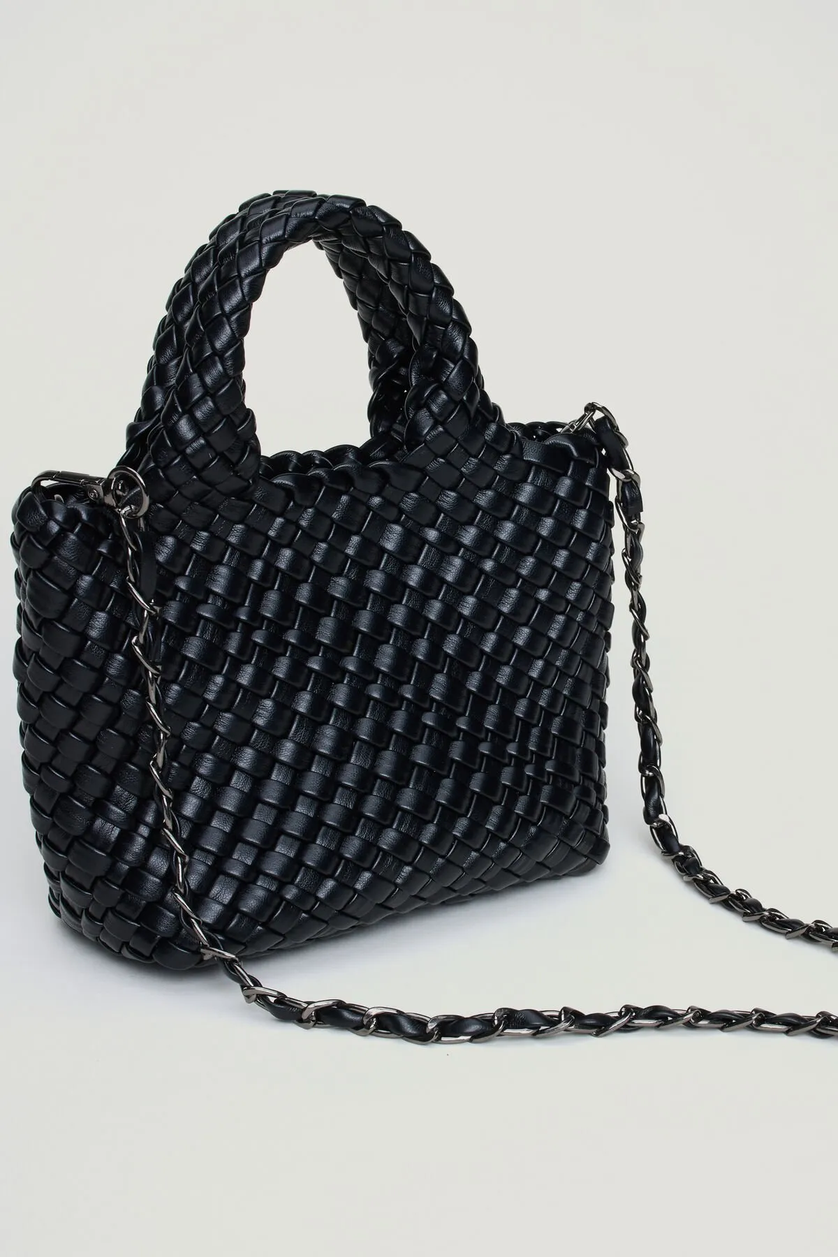 Mini Woven Faux Leather Tote sold by Dynamite product image thumbnail 5