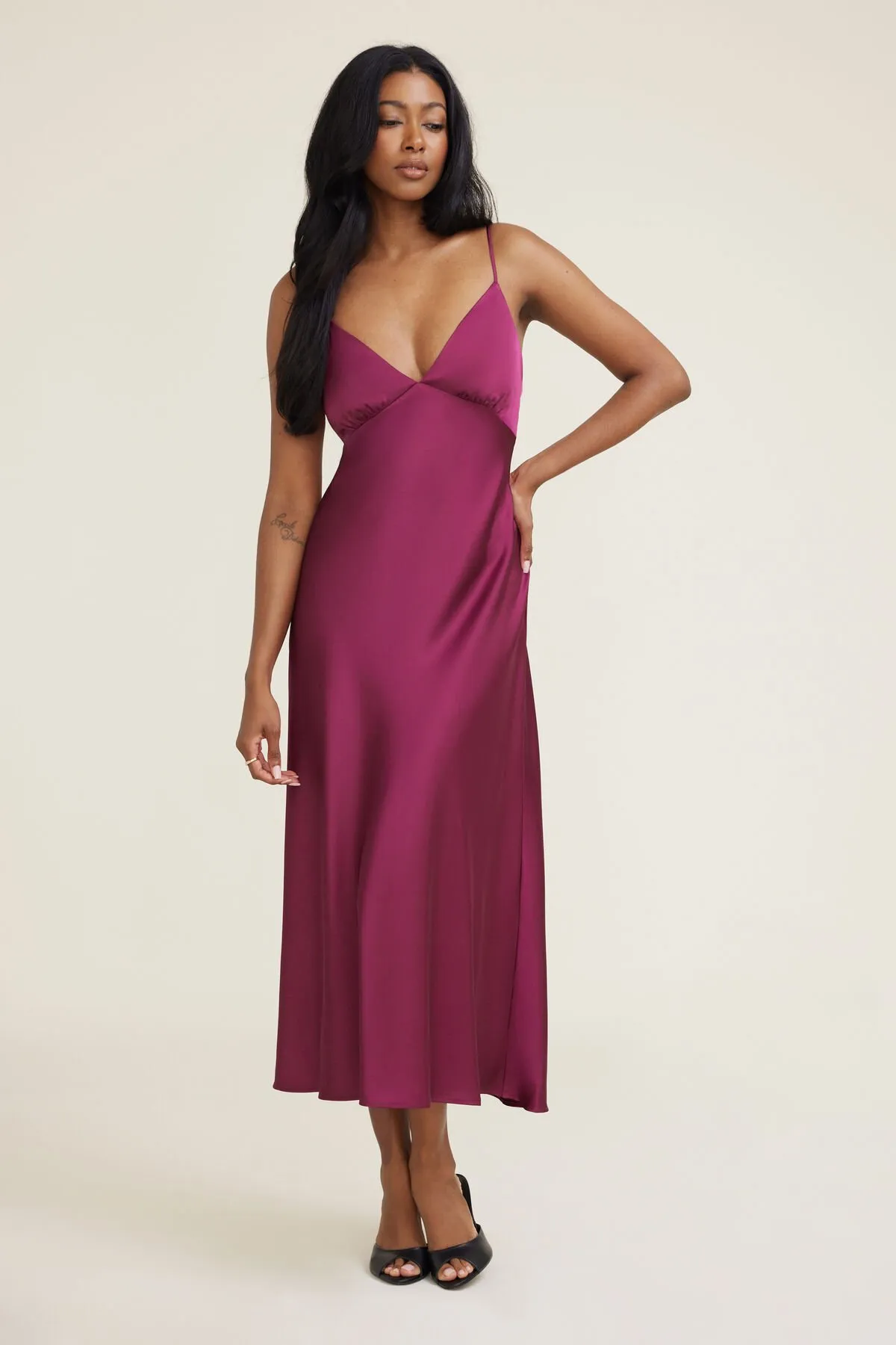 Sage Satin Maxi Dress sold by Dynamite product image thumbnail 4
