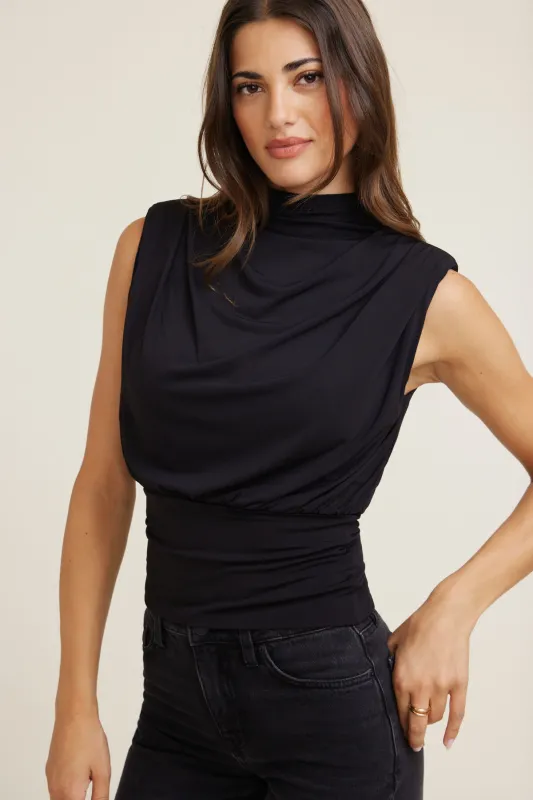 Mockneck Top With Shoulder Pads sold by Dynamite